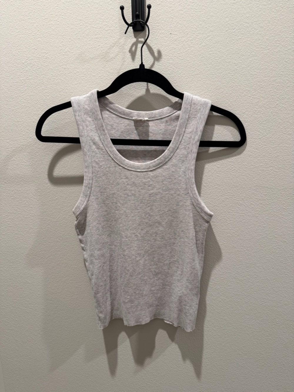 Women’s Light Gray Ribbed Tank Top - Classic Scoop Neck